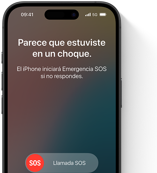 Una pantalla de iPhone muestra la interacción de Detección de Choques.